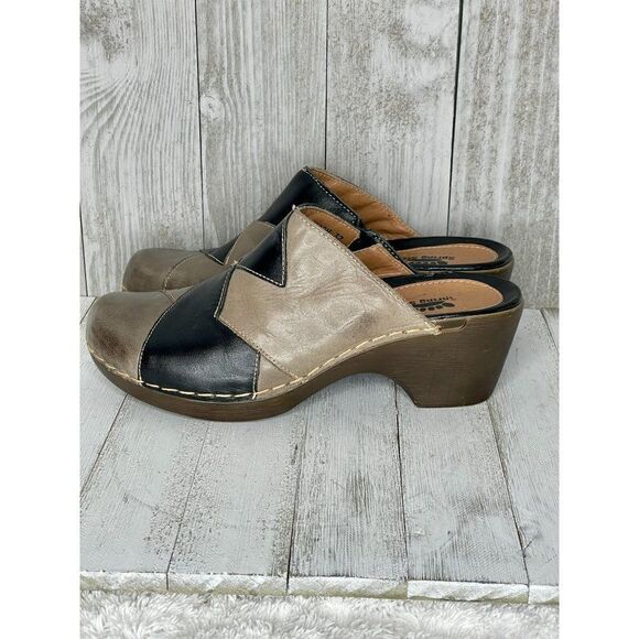 Vintage Spring Step Leather Two Tone Patchwork Clogs Size 37 - Picture 4 of 11